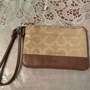 Small Coach Logo Wristlet Pouch